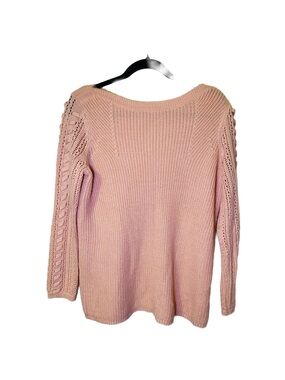 St Johns Bay Women’s Cable Knit Pullover Sweater Peach Winter Top, M